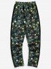 Colorful Leopard Print Casual Drawstring Pants -  