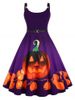 Straps Pumpkin Print Halloween Plus Size Vintage Dress -  