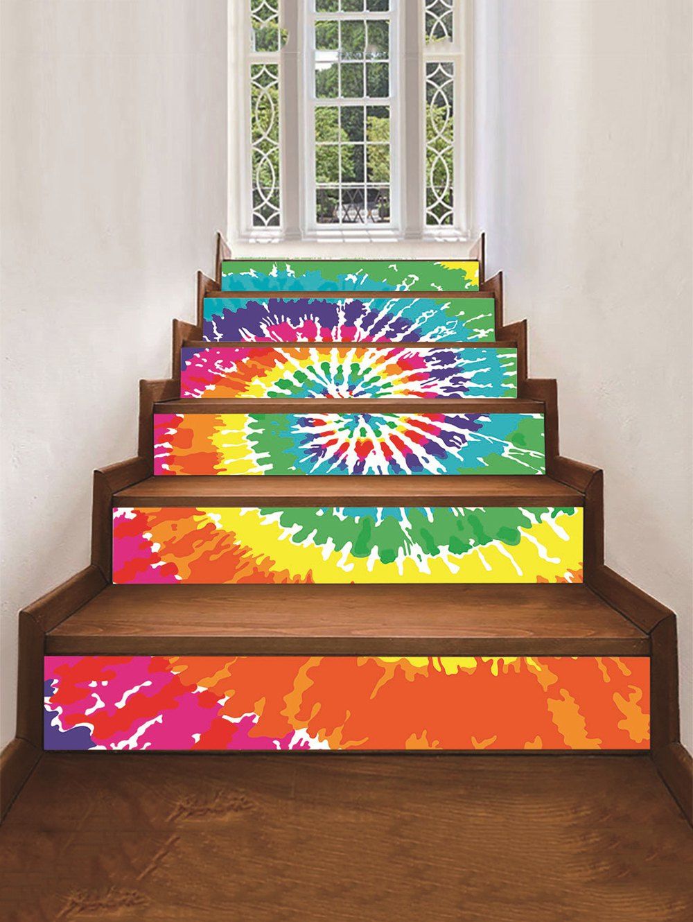 

Dazzle Pattern Removable Stair Stickers, Multi-a