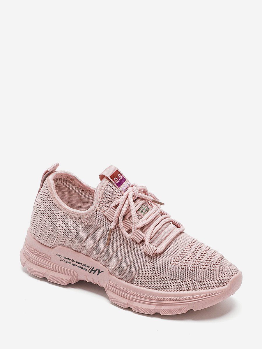 

Casual Lace Up Breathable Mesh Sneakers, Pink