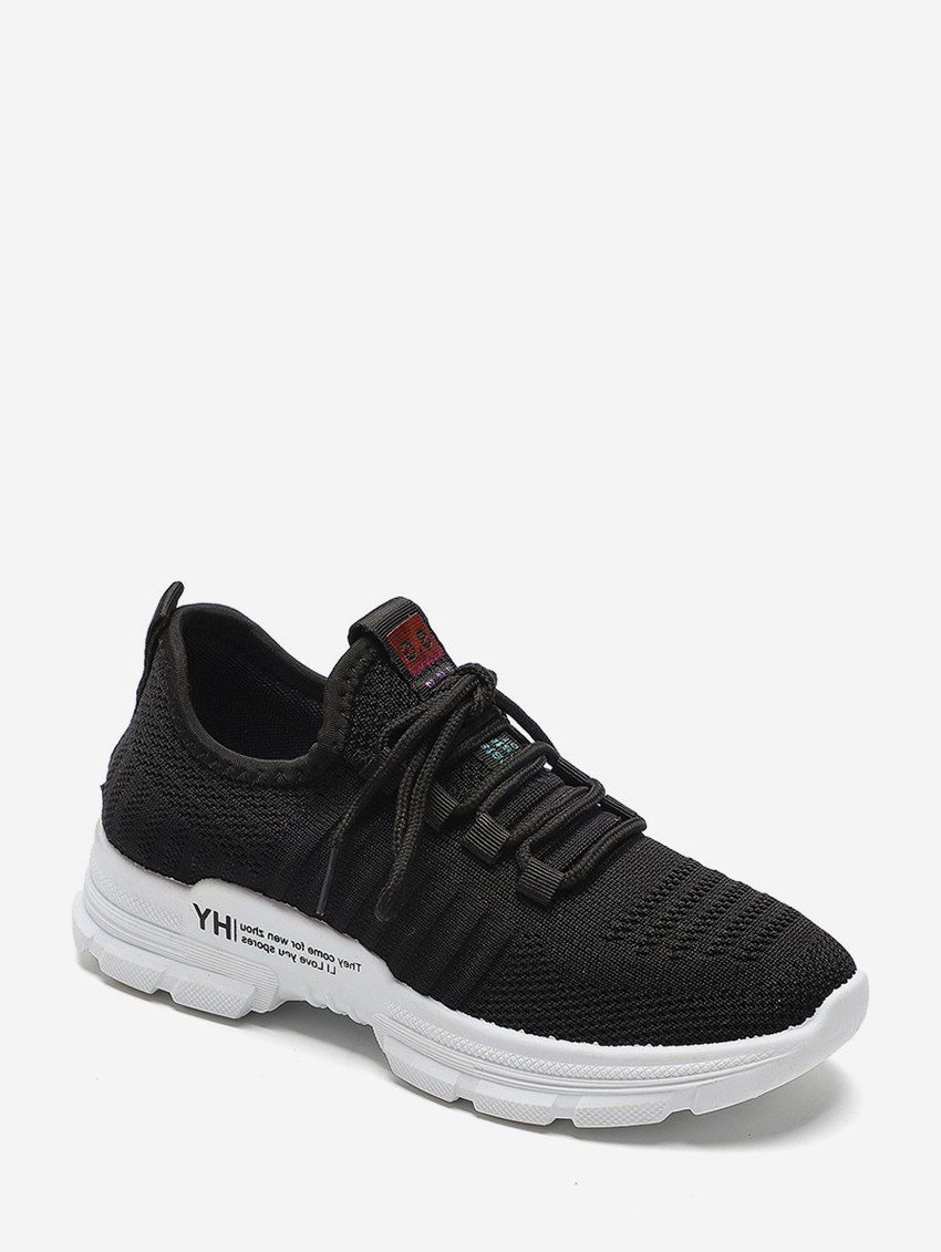 

Casual Lace Up Breathable Mesh Sneakers, Black