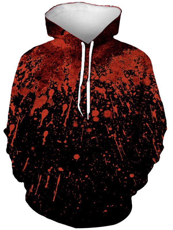 [58% OFF] Halloween Splatter Blood Print Front Pocket Hoodie | Rosegal