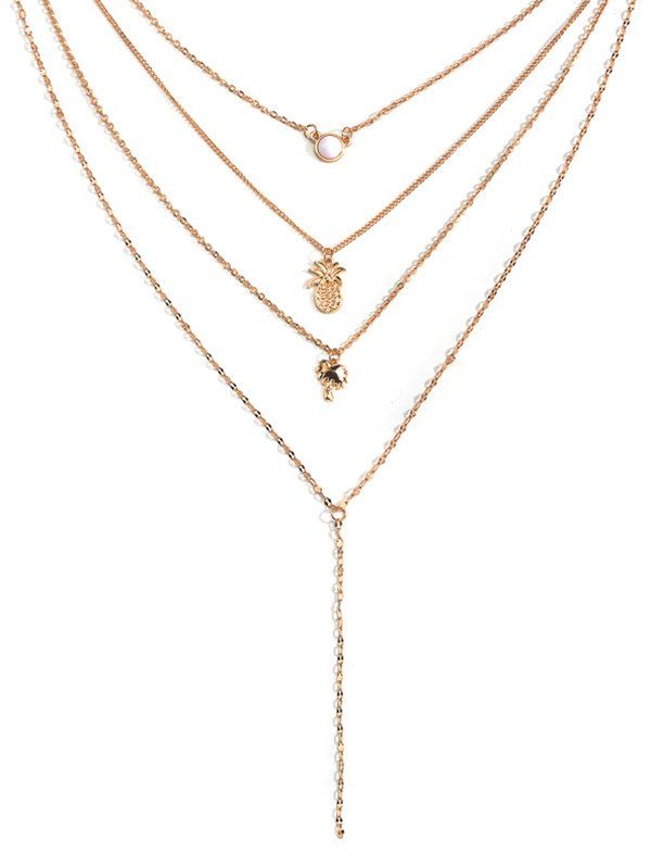 

Pineapple Coconut Tree Multilayered Necklace, Gold