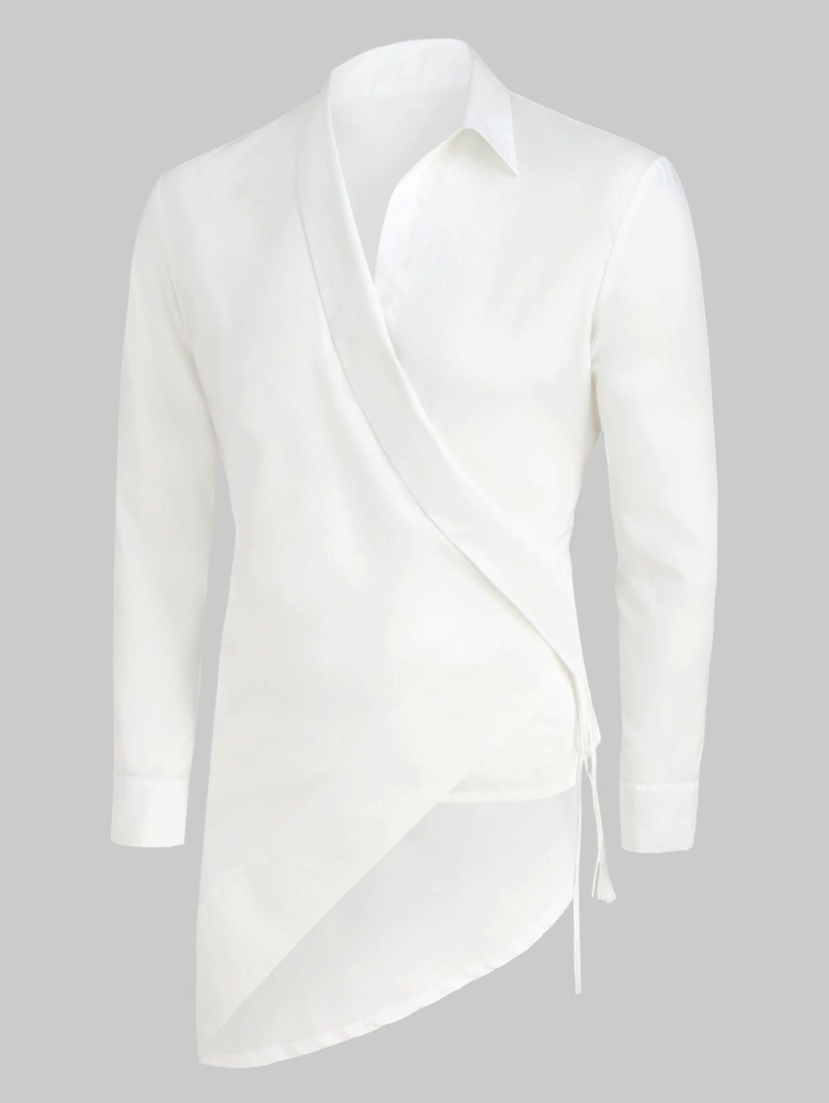 

Solid Color Asymmetrical Long-sleeved Shirt, White