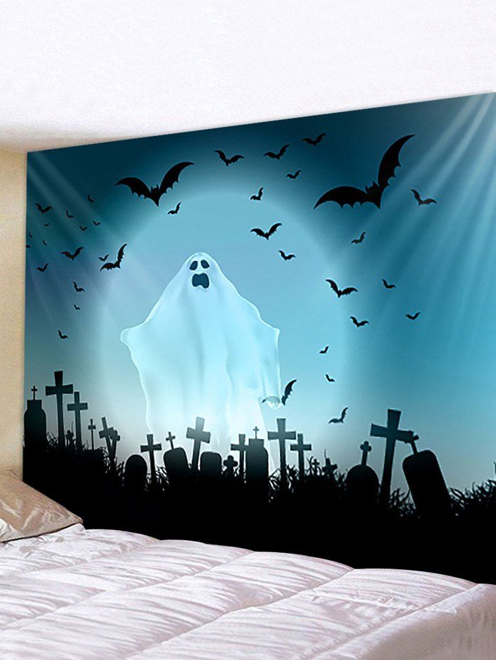 

Halloween Ghost Cemetery Print Waterproof Wall Tapestry, Multi