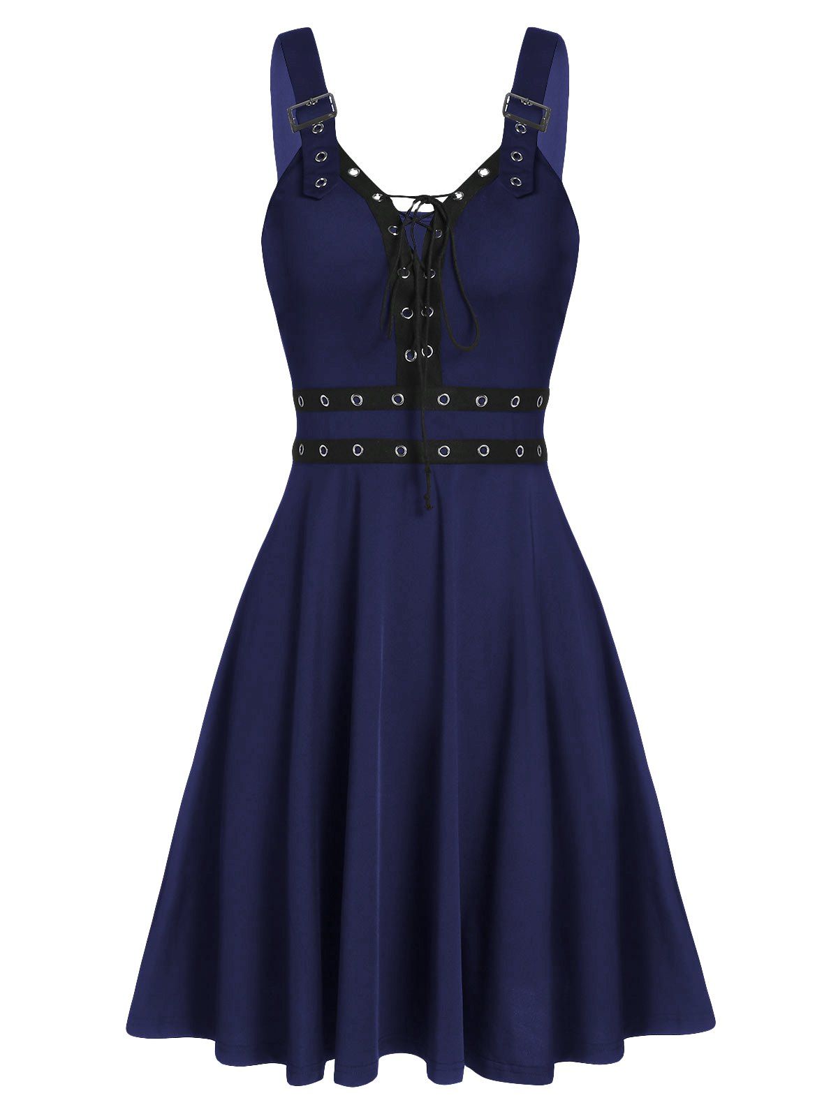 

Sweetheart Collar A Line Rings Gothic Dress, Cadetblue