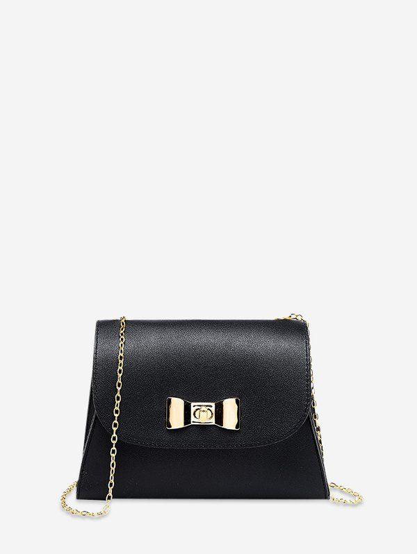 Bow Lock Chain Small Square Cover Bag, Black