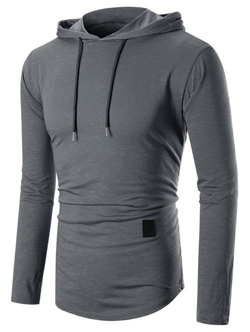 

Patched Long Sleeves Hoodie, Dark gray