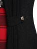 Plus Size Asymmetrical Open Cardigan and Plaid Cami Top Set -  