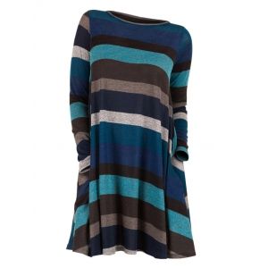 

Striped Long Sleeve Longline Knitwear, Blue