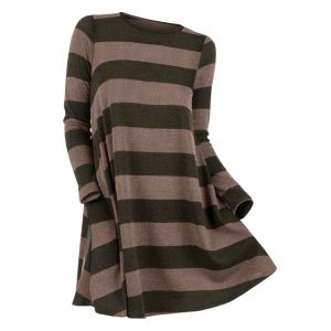 

Striped Long Sleeve Longline Knitwear, Coffee