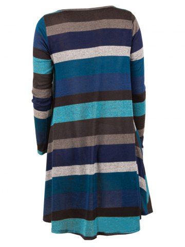 

Striped Long Sleeve Longline Knitwear, Blue