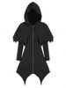 Hooded Zip Up Asymmetrical Capelet Gothic Coat -  