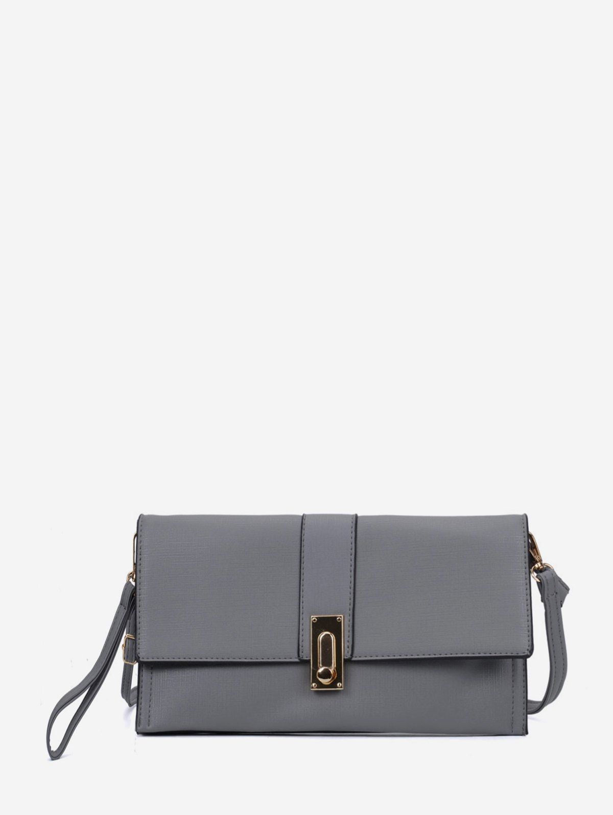 

Square Simple Buckle Solid Clutch Bag, Gray