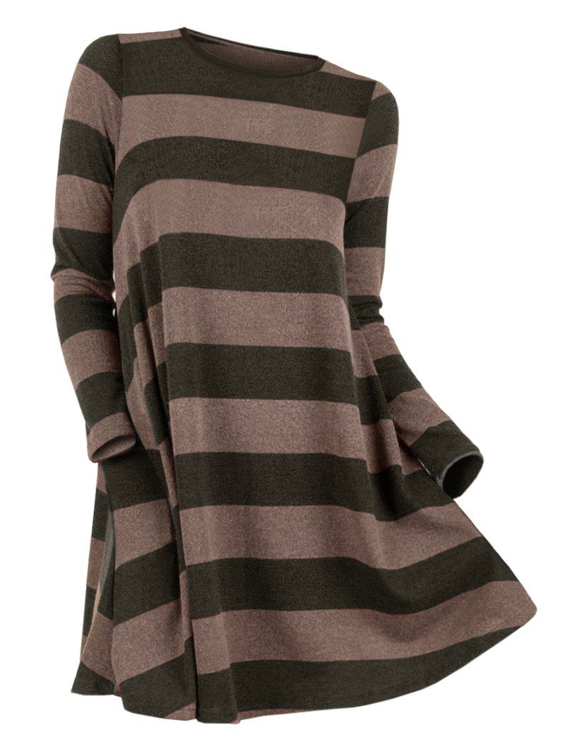 

Striped Long Sleeve Longline Knitwear, Coffee