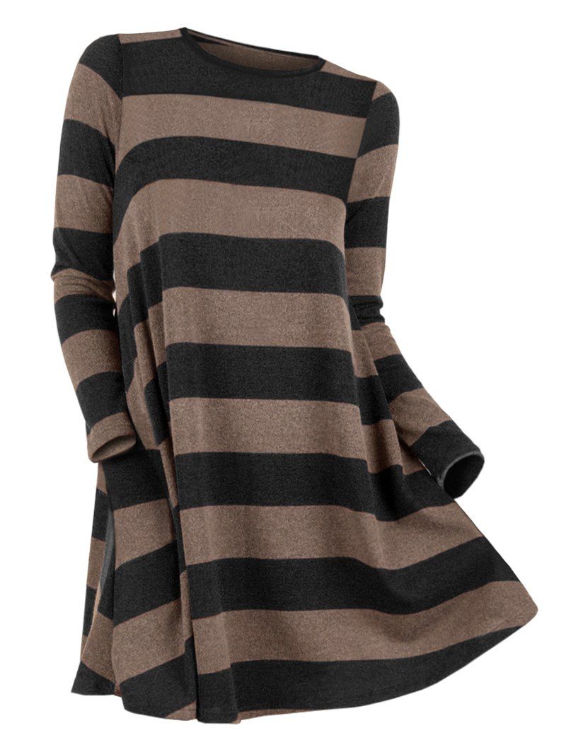 

Striped Long Sleeve Longline Knitwear, Black