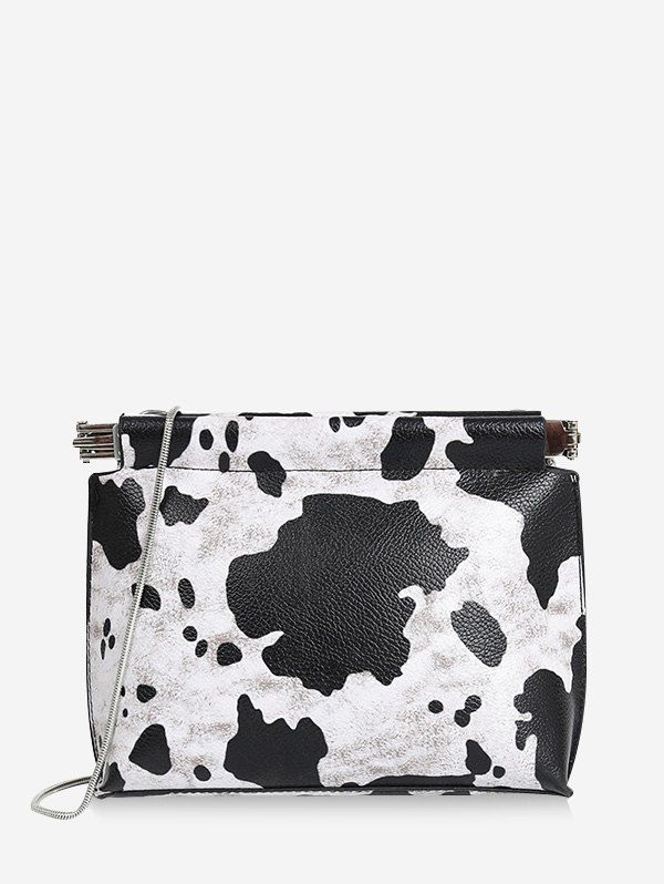

Cow Pattern Chain Messenger Bag, Black