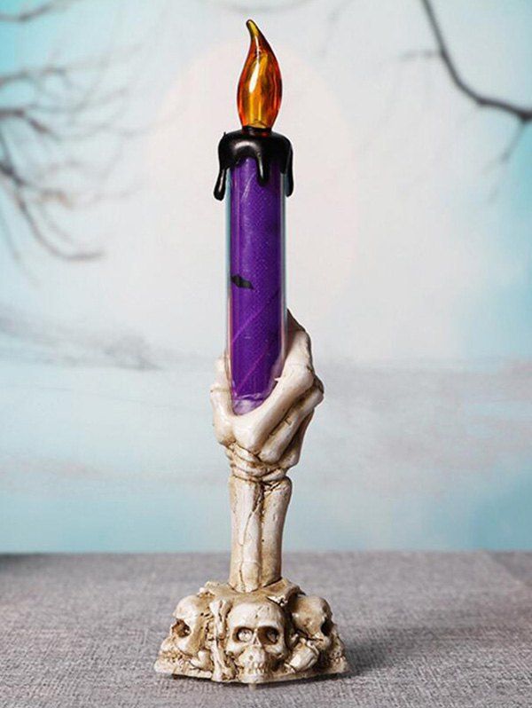 

Halloween Decoration Skull Hand Candle Shape LED Night Light, Plum