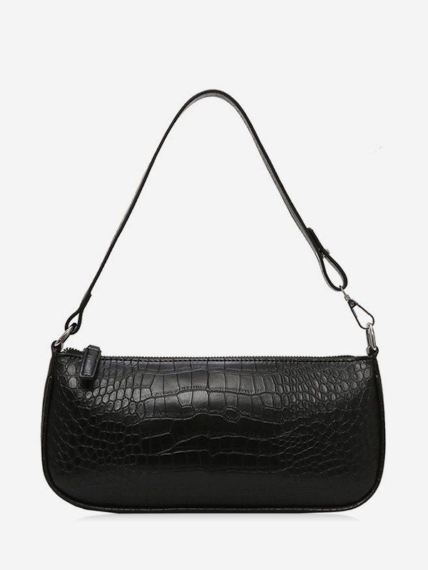 

Retro Animal Embossed PU Leather Shoulder Bag, Black