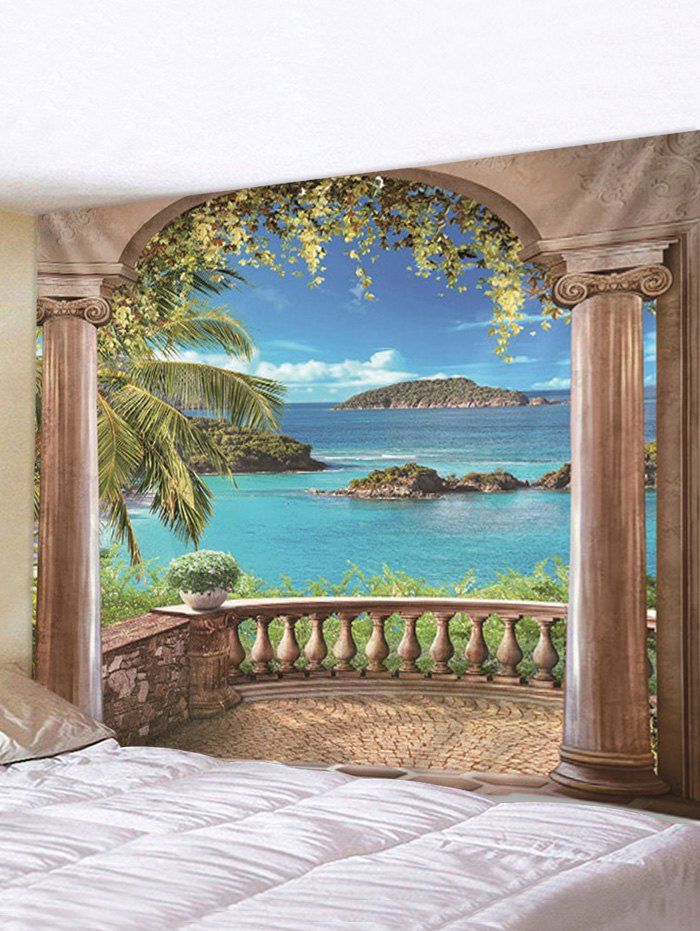 

Seaside Porch Print Tapestry Wall Hanging Art Decoration, Multi