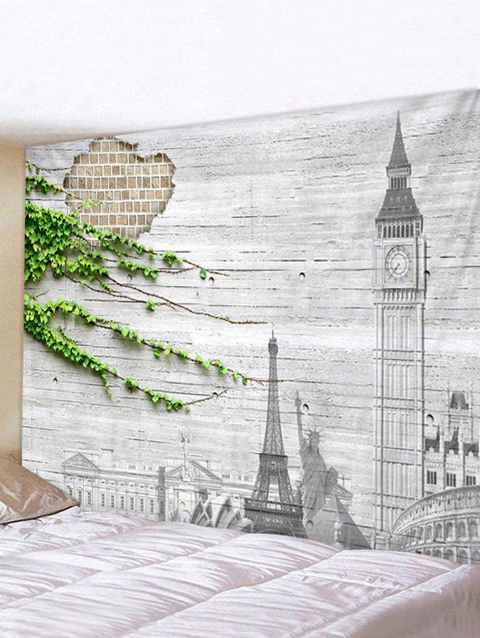 

Broken Wall Landmarks Print Tapestry Wall Hanging Art Decoration, Multi-a