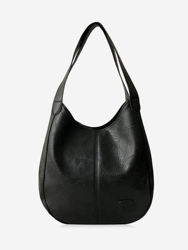 

Retro Solid Color PU Shoulder Bag, Black