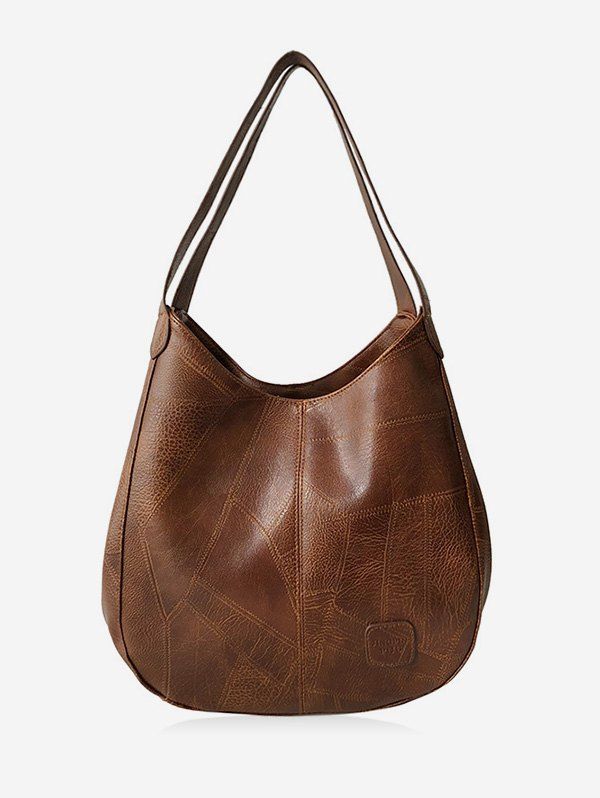 

Retro Solid Color PU Shoulder Bag, Brown