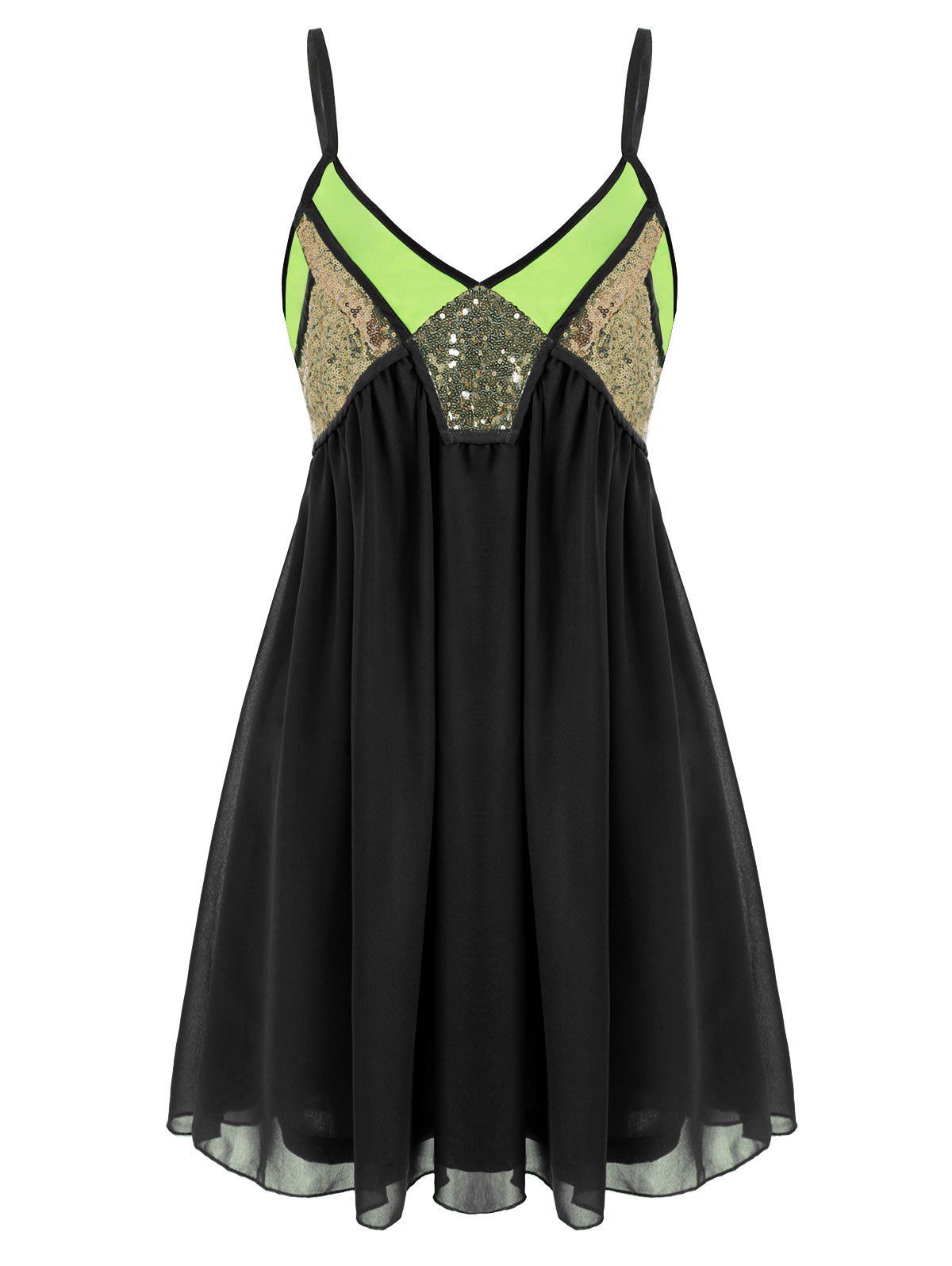

Sequin Neon Mini Cami Party Dress, Black
