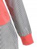 Striped Patched Drop Shoulder Longline Sweatshirt -  