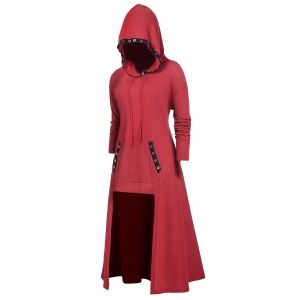 

Plus Size Tunic High Low Pocket Sweater, Cherry red