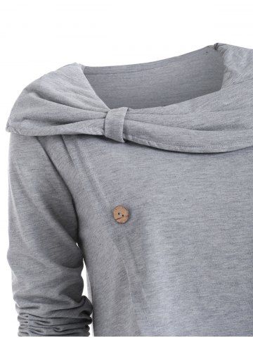 

Bowknot Solid Color Overlap Sweatshirt, Light gray