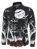 Chemise d'Halloween Boutonnée Citrouille Nuit Imprimée à Manches Longues - Noir M