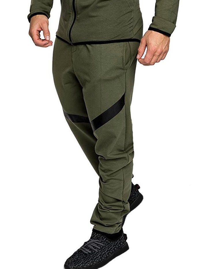 

Color Block Print Drawstring Sport Jogger Pants, Army green
