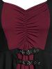 Plus Size Contrast Tunic Lace Up Sweetheart Collar T Shirt -  