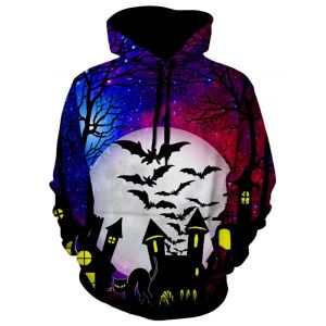 

Halloween Cat Bat Pattern Hoodie, Multi a