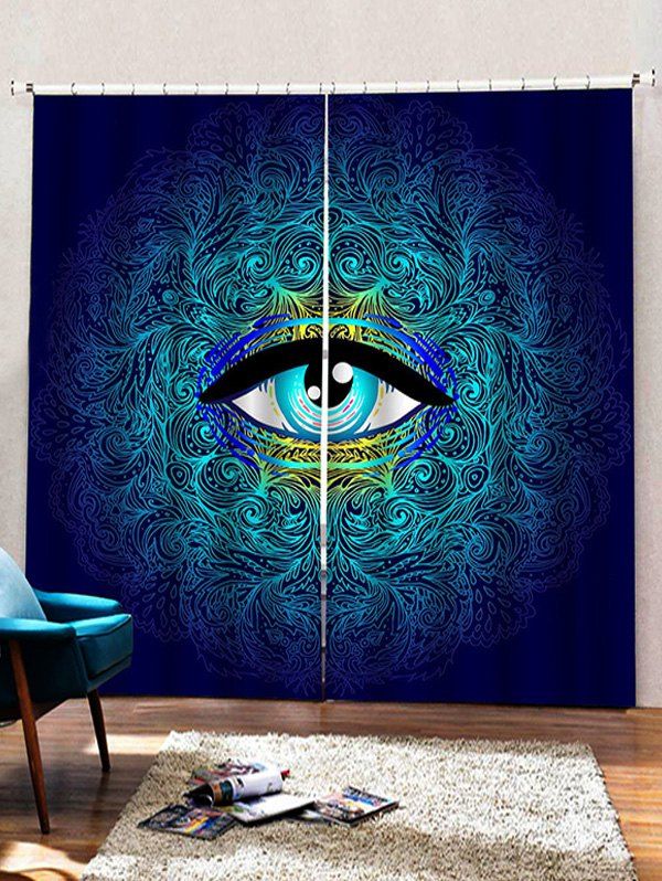 

2PCS Abstract Eye Pattern Window Curtains, Multi