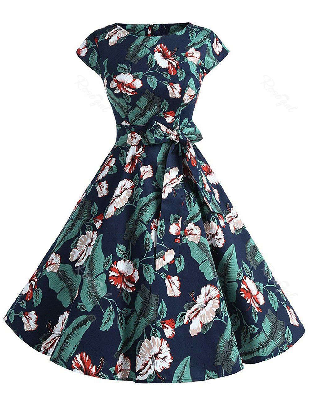 tropical print swing dress