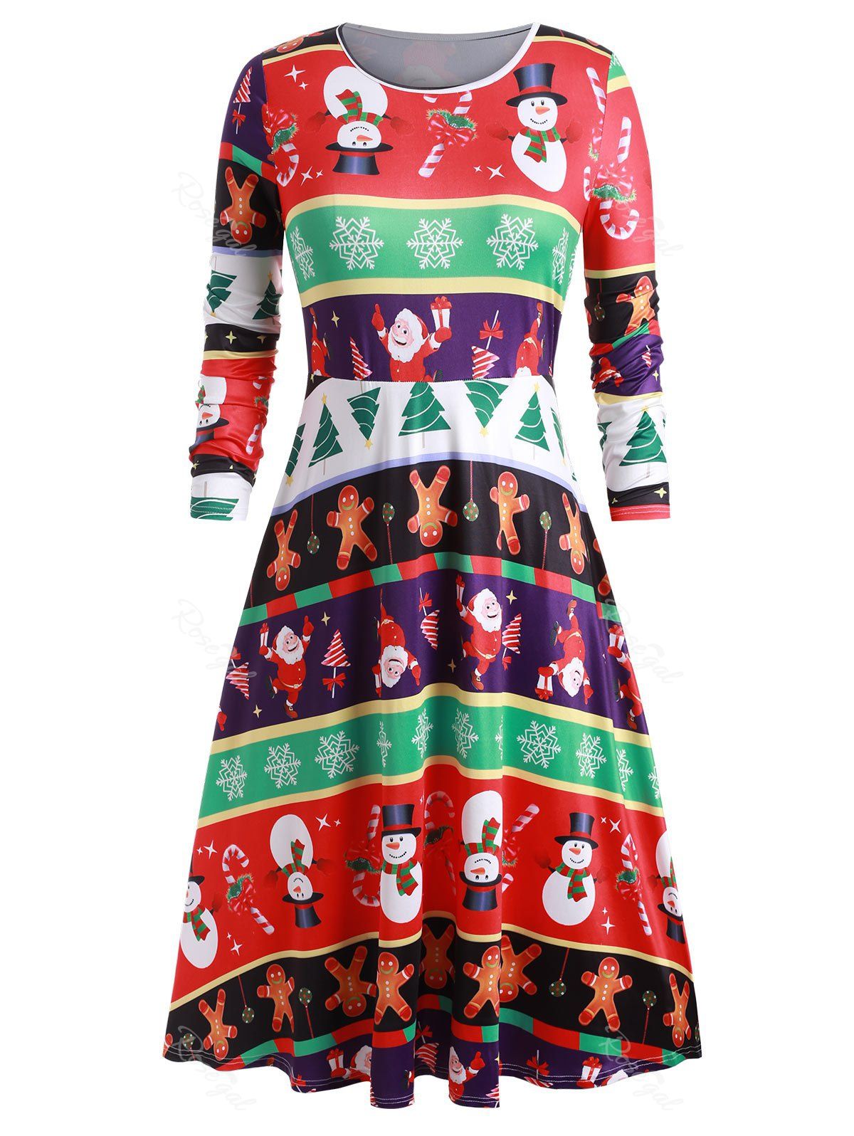 Shop Plus Size Printed Christmas Midi T Shirt Dress  