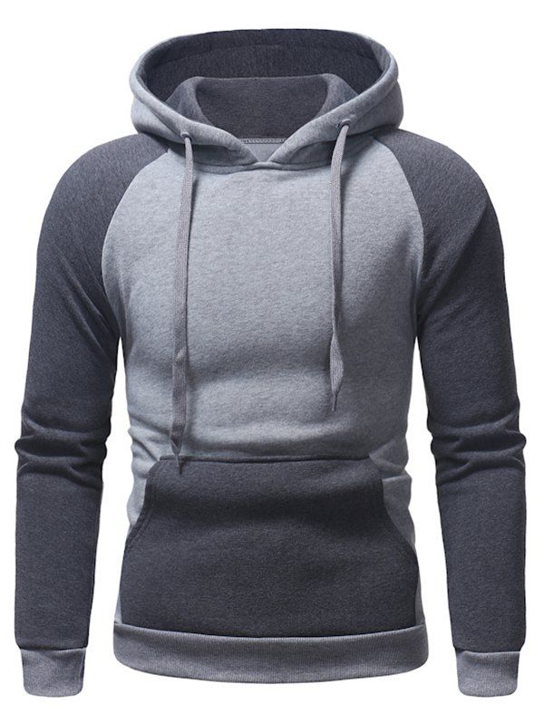 

Color Block Pocket Hoodie, Light gray