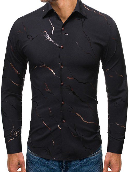 

Gilding Printed Long Sleeves Shirt, Black