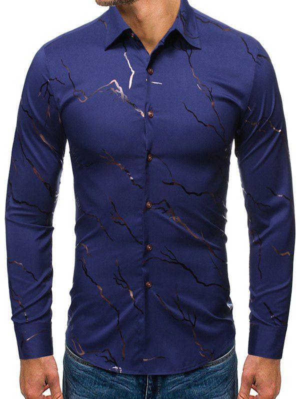 

Gilding Printed Long Sleeves Shirt, Cadetblue