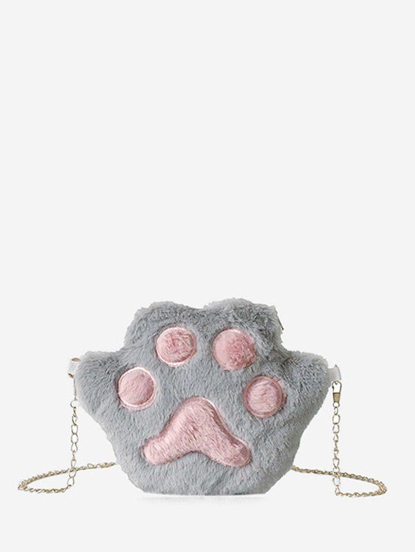 

Cat Claw Fuzzy Chain Crossbody Bag, Gray cloud