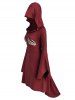 Robe à Capuche d'Halloween Haute Basse Squelette Imprimée - Rouge Vineux M