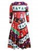 Plus Size Printed Christmas Midi T Shirt Dress -  