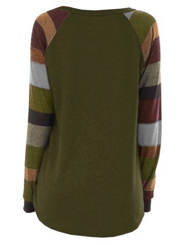 

Plus Size Contrast Color Stripe Pocket T Shirt, Sea green