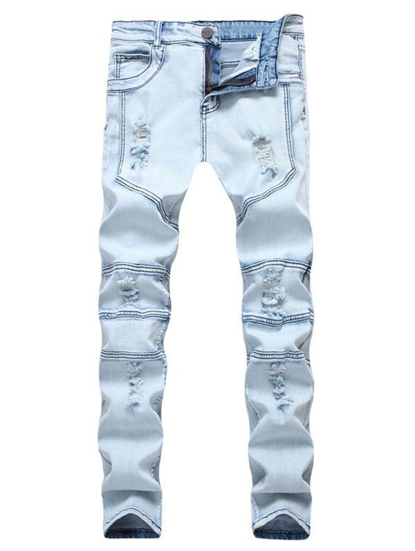 

Ripped Stitching Design Casual Jeans, Light blue