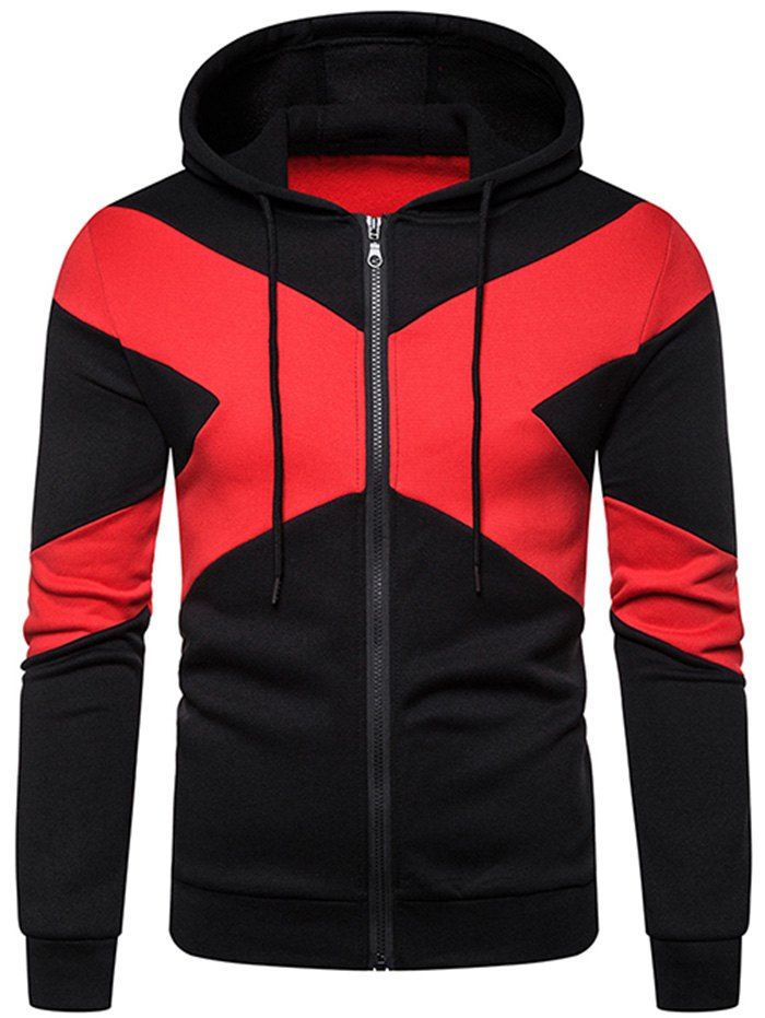 

Contrast X Graphic Zip Up Fleece Hoodie, Lava red