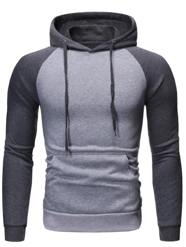 

Raglan Sleeve Fleeces Drawstring Hoodie, Light gray