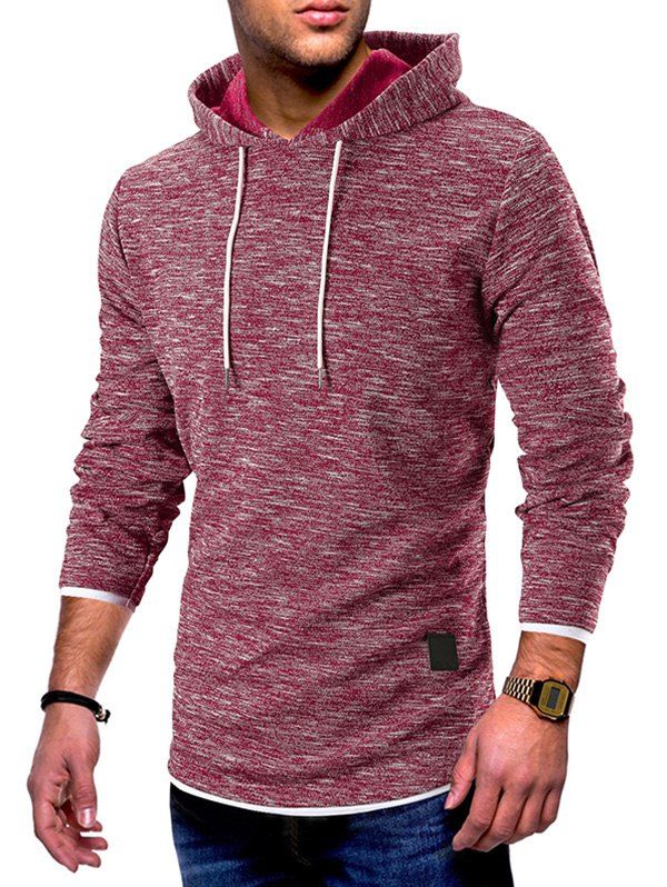

Contrast Trim Pullover Drawstring Hoodie, Red