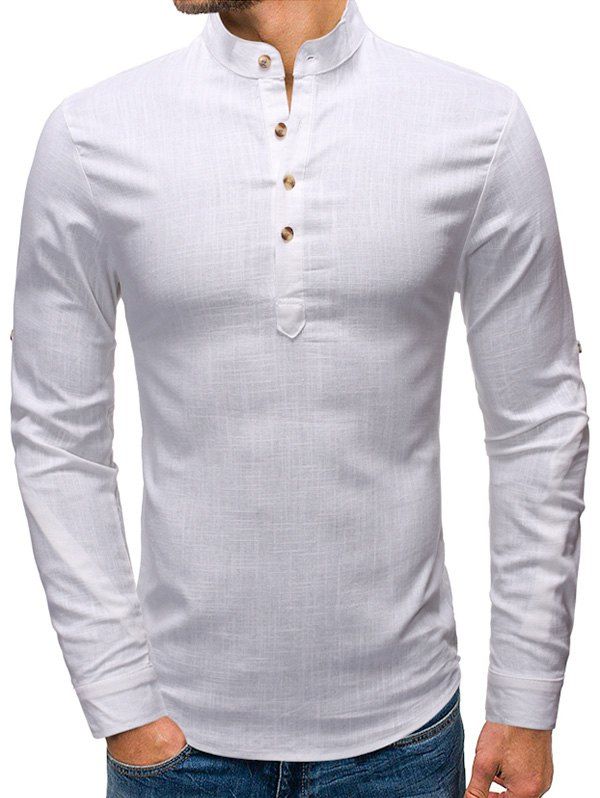 

Button Embellished Long Sleeves Shirt, White